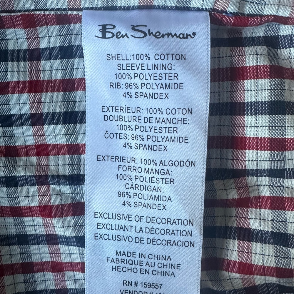 NWT Ben Sherman ,100%Cotton,True Blue Jacket with Plaid Lining - Picture 8 of 15